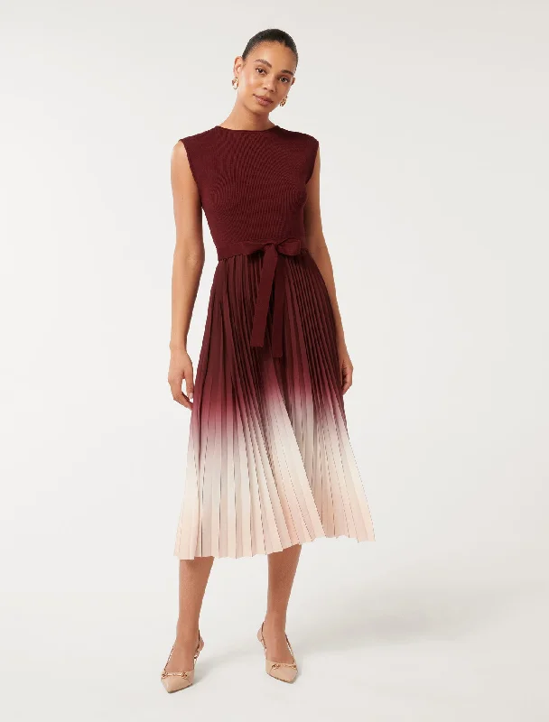 Knitted SummerElsie Ombre Pleat Midi Dress