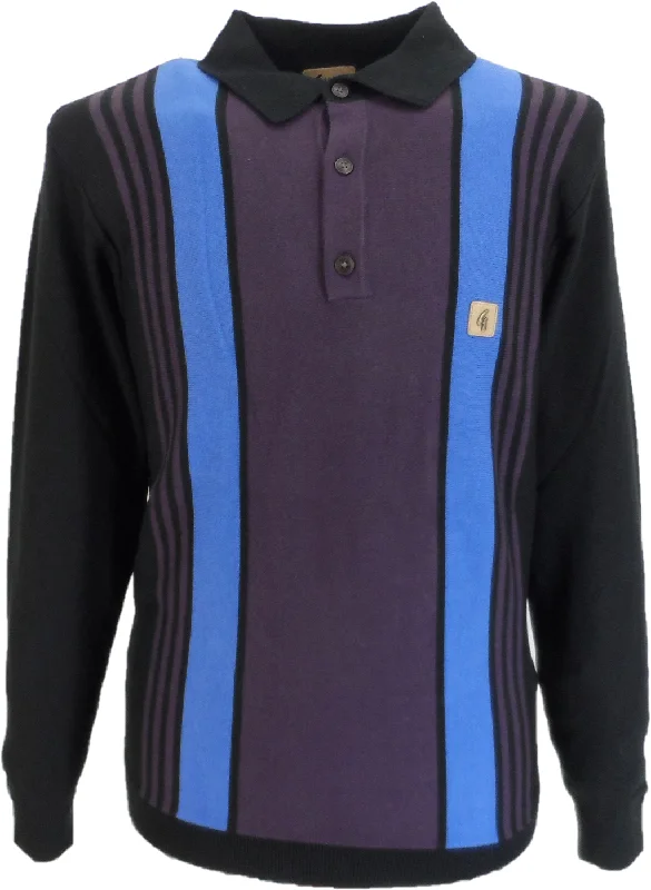 Knitted BeadedGabicci Vintage Black Searle Multi Stripe Knitted Polo