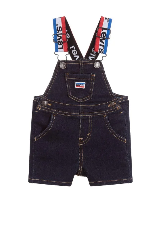 Denim dyeingLevis Boys Dark Denim Short Dungarees, Navy