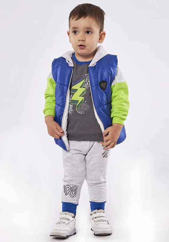 Hashtag Boys 3 Piece Gilet Tracksuit Set, Blue Multi