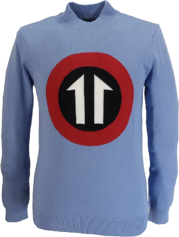 Knitted PatternedSka & Soul Sky Blue 'Daltrey' Turtle Neck Jumper