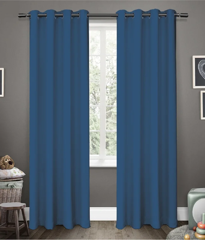 DenimAmerican-Elm Glorious DarkDenim Grommet 2 Panel Room Darkening Blackout Curtains