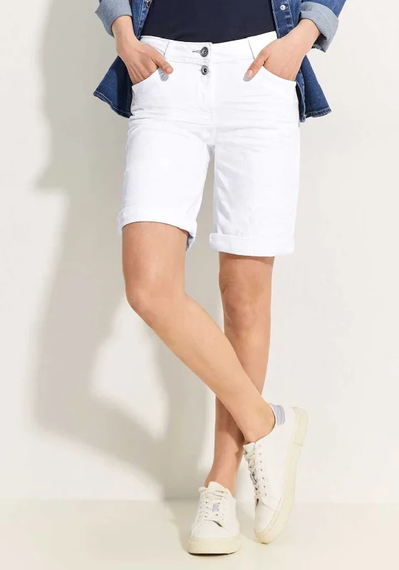 Workwear styleCecil Knee Length Denim Shorts, White