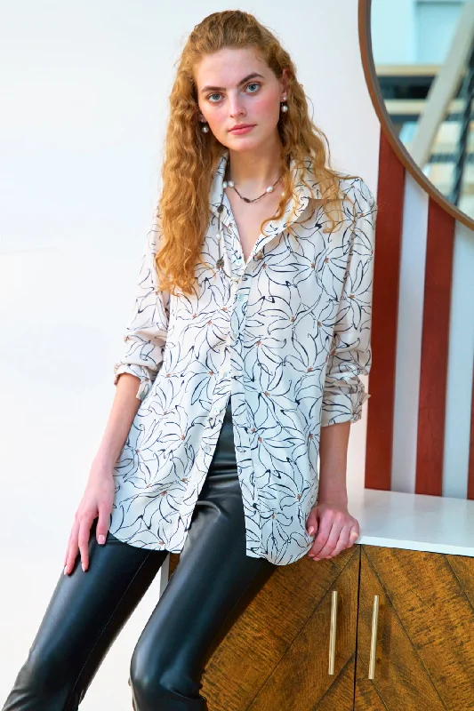 Outdoor ShirtsMonica Floral Oversize Shirt, Dancing Lilies Print