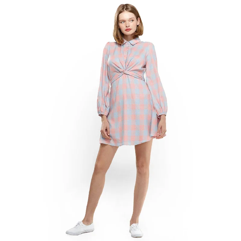 Leather DressWomen's Button Up Shirt Dress in Bubble Gum