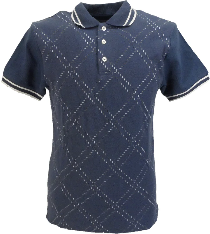 Knit HeavyweightSka & Soul Mens Blue Diamond Retro Knitted Polo Shirts