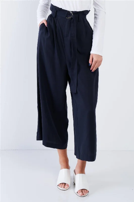 Bell-bottomsNavy High Waisted Wide Leg Office Chic Gaucho Pants /2-2-1