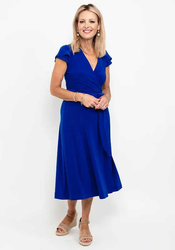 Denim DressJoseph Ribkoff Wrap A-Line Midi Dress, Royal Blue