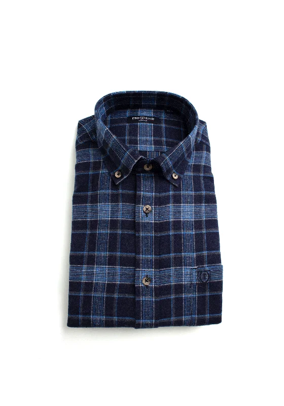 DenimPre End Farmer Check Shirt, Dark Denim