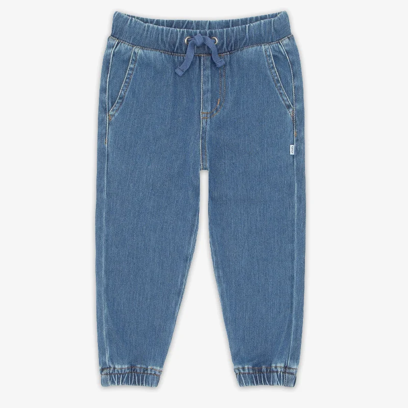 Denim with sneakersMidwash Blue Denim Jogger