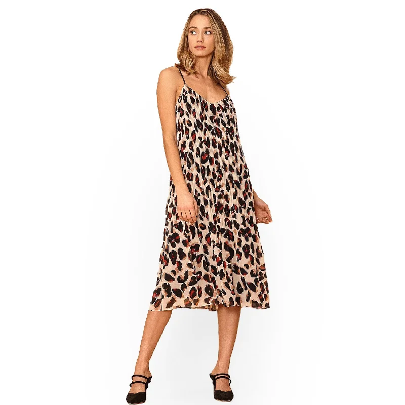 Shirt DressWomen's Pleated Cami Dress in Leopard Sketch