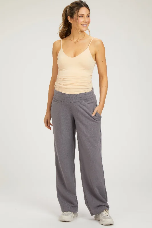 JoggersGray Fleece Lined Maternity Lounge Pants