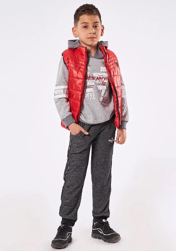 Hashtag Boy Gilet 3 Piece Outfit Set, Red Multi