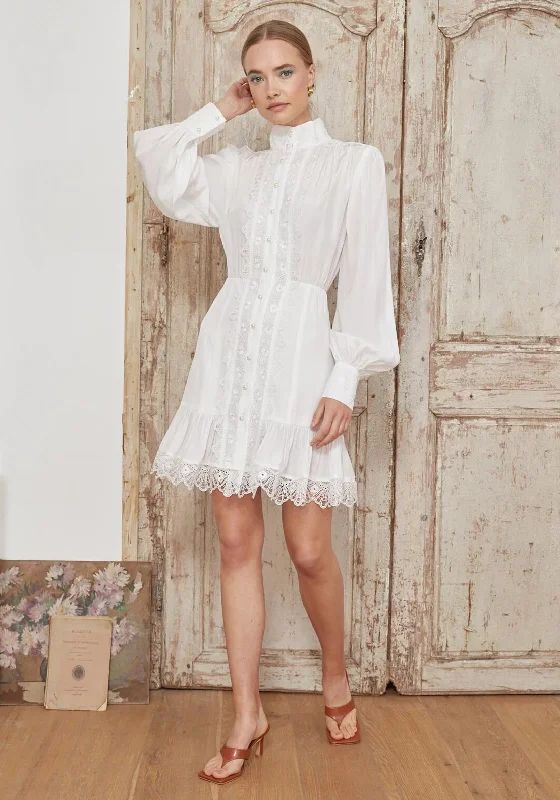 Modern DressJovonna Leone Lace Mini Shirt Dress, White