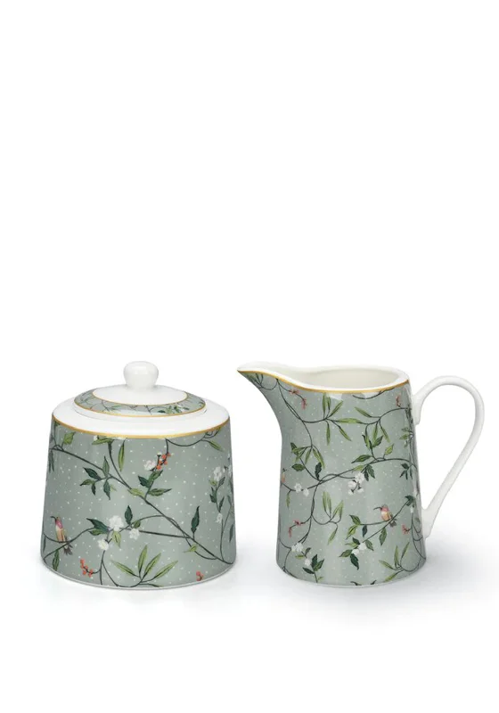 Mindy Brownes Alice Bell Green Floral Creamer & Sugar Bowl Set