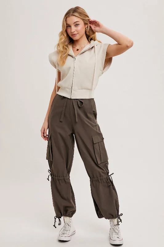 Utility PantsAsh High-Rise Drawstring Cargo Wide Leg Pants