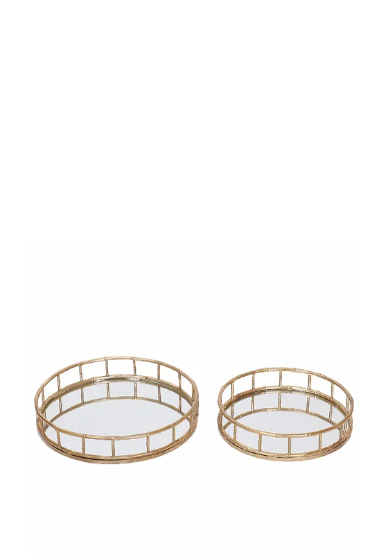 Fern Cottage Circular Mirrored Gold Serving Trays, Set of 2