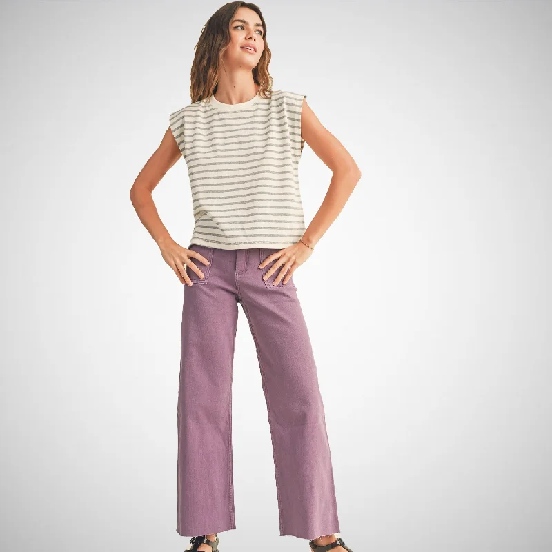 Track PantsDye and Wash Cotton Stretch Wideleg Pants