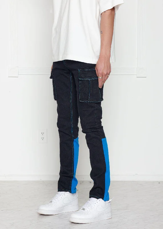 Denim patchesBlank State Men's Cargo Denim in Black/Blue