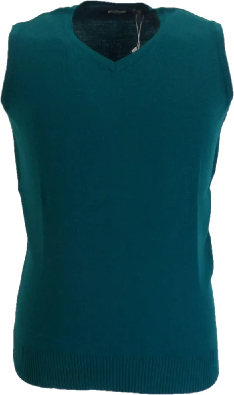 Knitted FineRelco Green Classic Retro Tank Tops