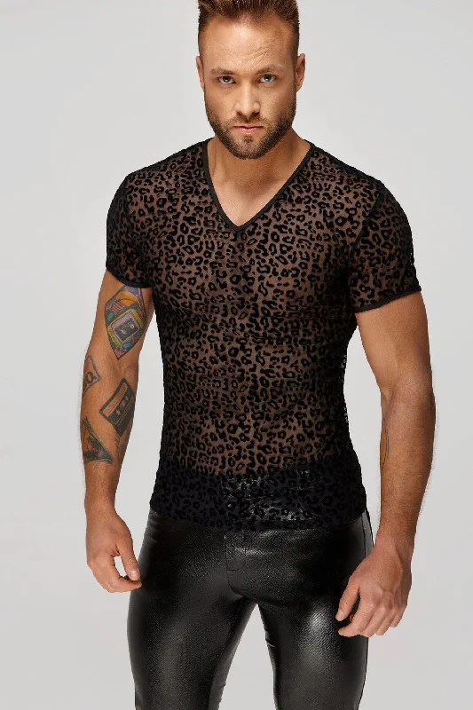 Leopard Flock V-Neck T-ShirtVNeckTopGeo