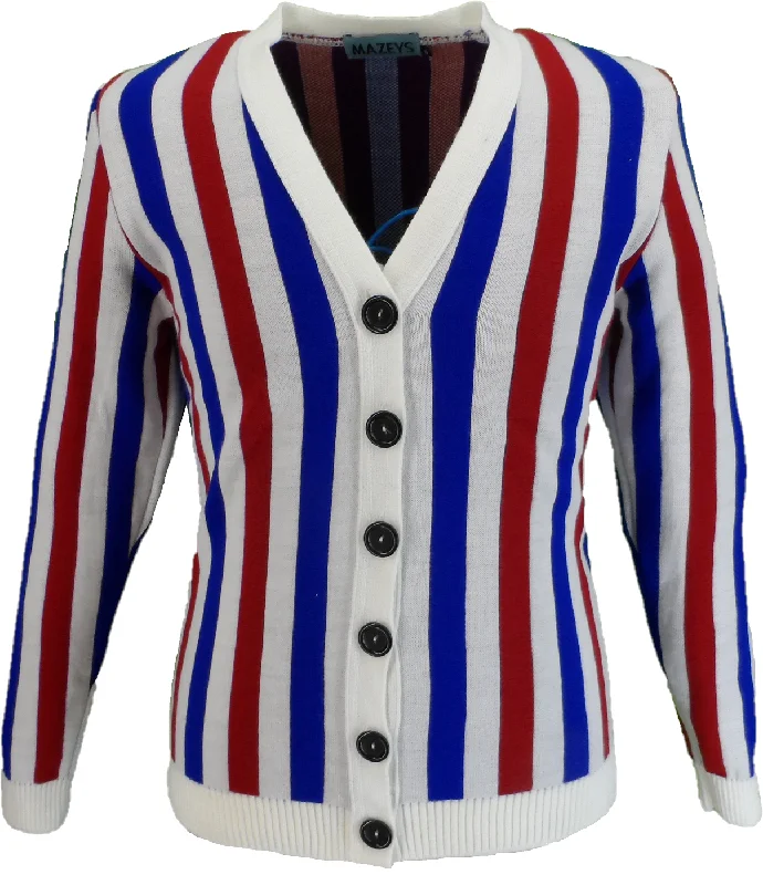 Knit LooseMazeys Mens Classic Retro Multi Striped Cardigan