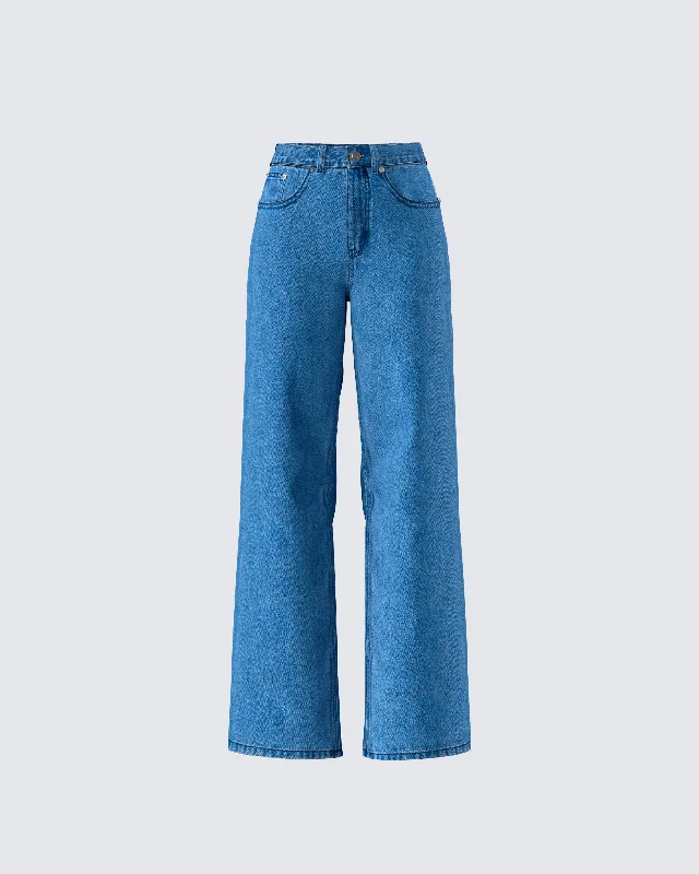 Western denimSara Blue Denim Wide Leg Jean