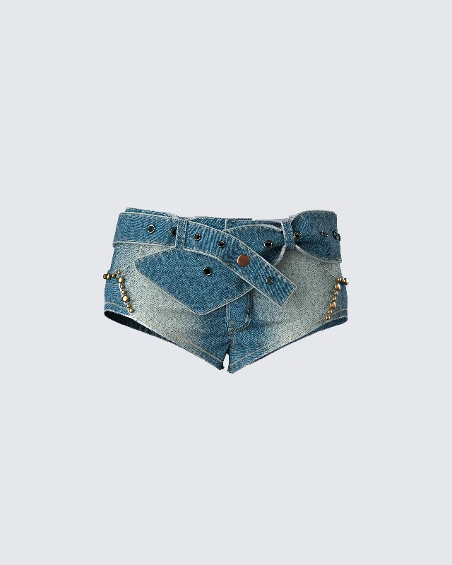 Cowboy beltSol Blue Belted Mini Denim Short