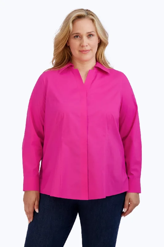 Polyester ShirtsTaylor Plus No Iron Stretch Long Sleeve Shirt, Azalea