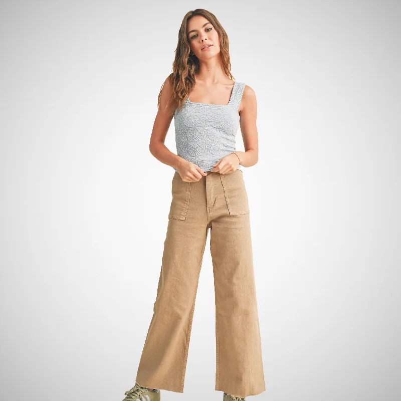 Cargo PantsDye and Wash Cotton Stretch Wideleg Pants