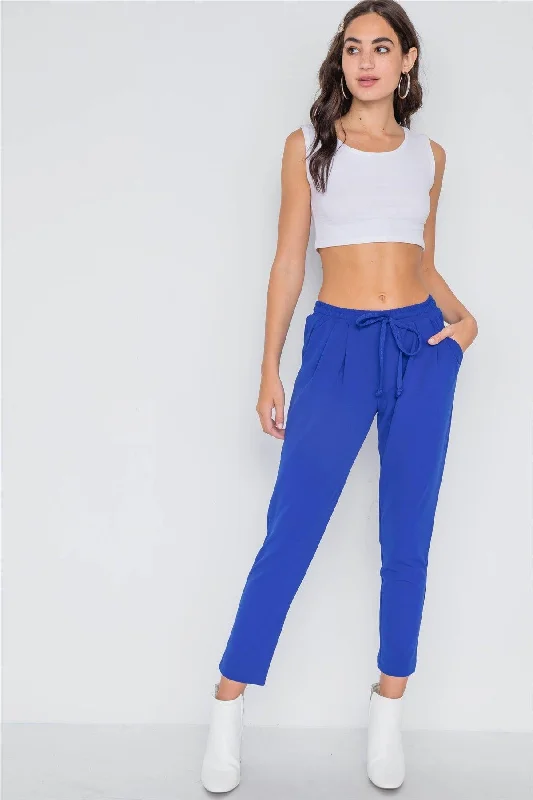 Wind PantsBlue Mid-Rise Solid Skinny Leg Pants /2-2