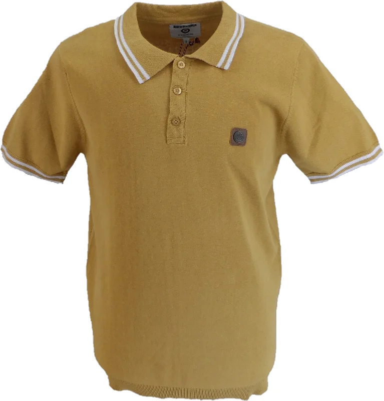 Knit BeadedLambretta Mens Sand Tipped Collar Knitted Polo Shirt