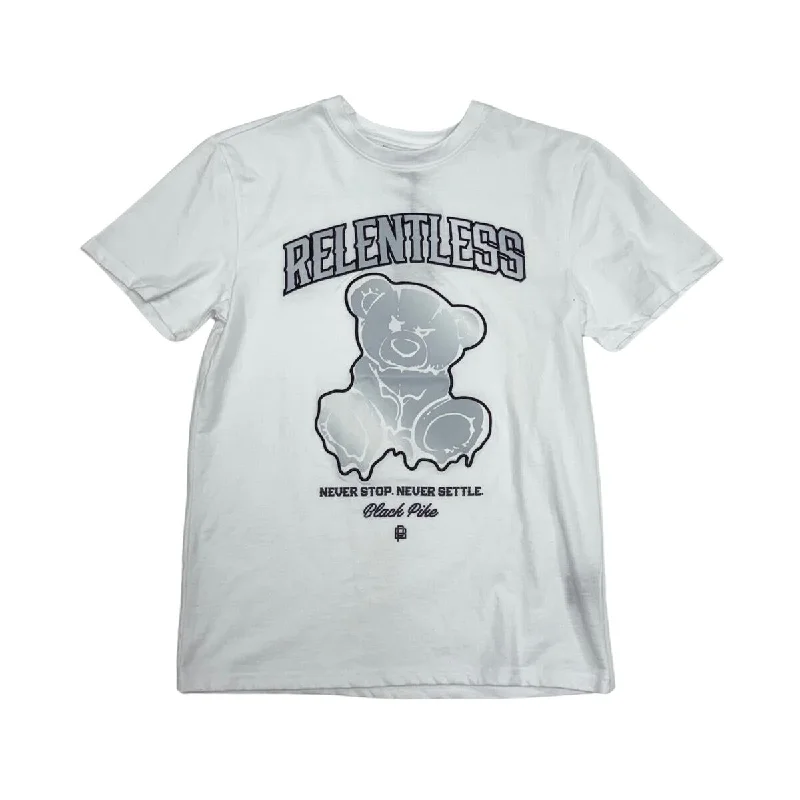 Black Pike Relentless Patch Embroidred Tee (White)Travel T-Shirts