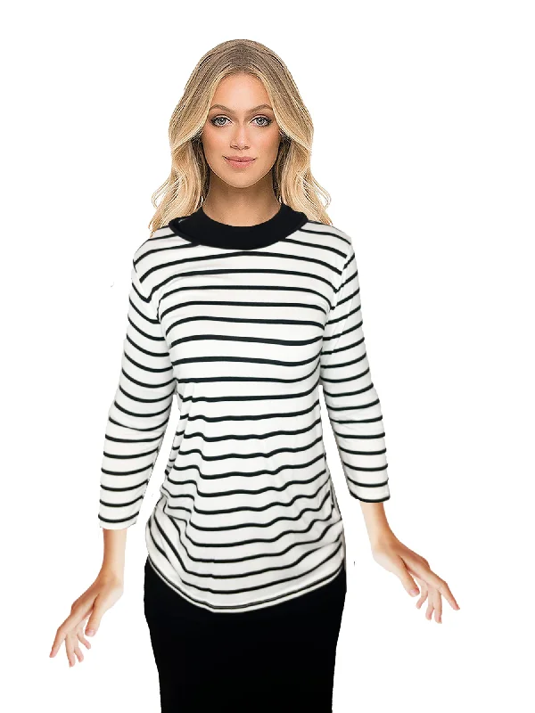 Doublju Effortless Striped TeeAsymmetrical T-Shirts