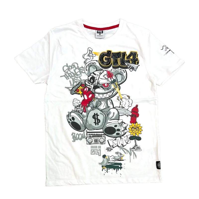 GLT4 Gel Print Bear Tee (White)Silk T-Shirts