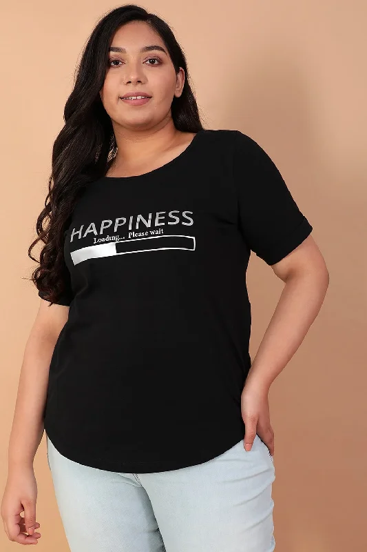 Happiness Loading Black TeeFrench Terry T-Shirts