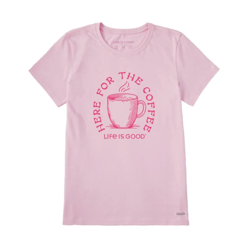 Life Is Good Women's Here For The Coffee Tee - Seashell PinkLogo T-Shirts