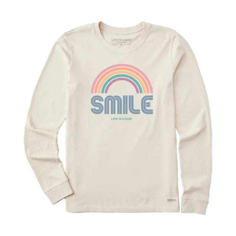 Life is Good Women's Smile Rainbow Crusher Lite Tee - Putty White - ONLINE STORE CREDIT/EXCHANGE ONLYSequined T-Shirts