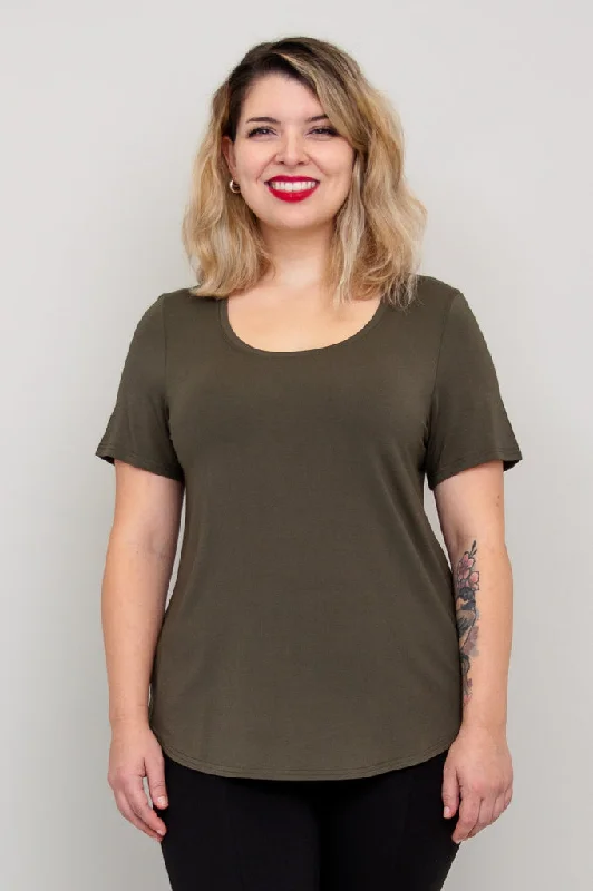 Tessa Tee, Khaki, BambooCotton T-Shirts