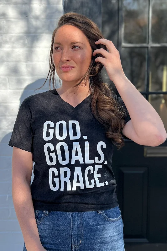 God Goals Grace Graphic Tee in Black (FINAL SALE)Reflective T-Shirts