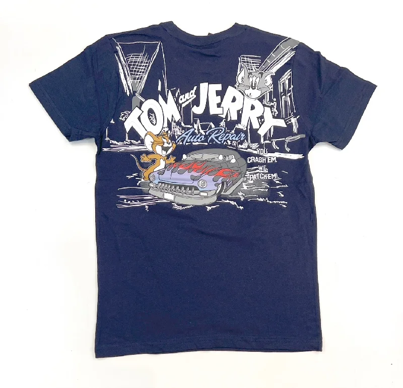 Tom and Jerry Rubber Patch Tee (Navy) / $16.99 2 for $30Ribbed Cuff T-Shirts