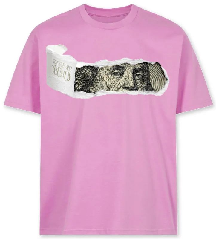 US Cotton Keep it 100 Tee (Pink)Formal T-Shirts