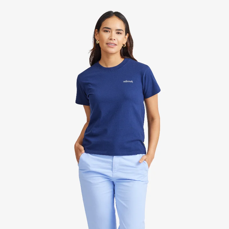 Women's Organic Cotton Tee - Logo - Deep NavyCollege T-Shirts