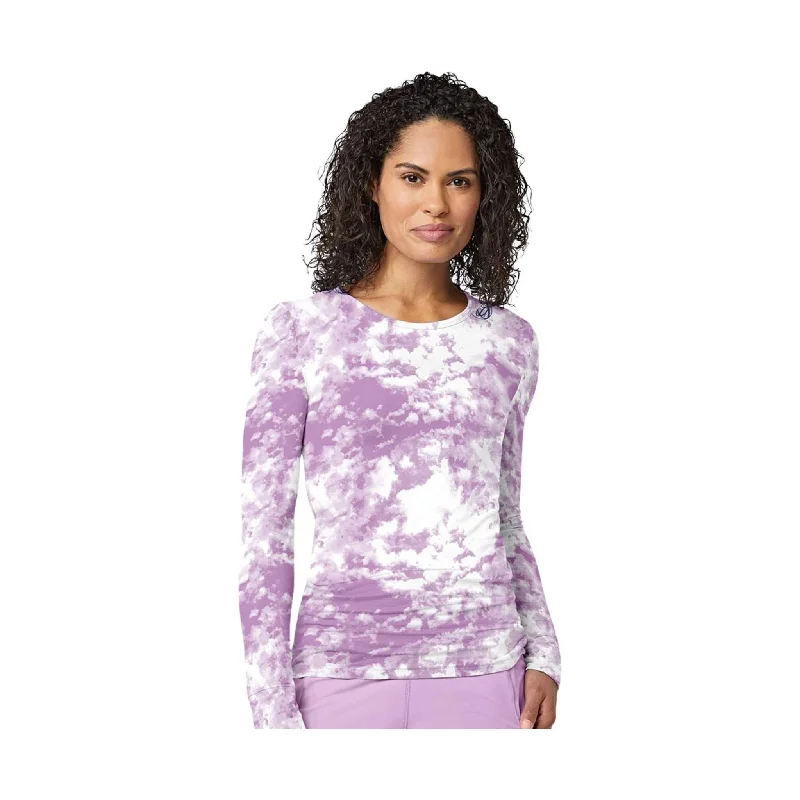 WonderWink Women's All Over Print Silky Tee - Violet Sky - ONLINE STORE CREDIT/EXCHANGE ONLYRibbed Cuff T-Shirts